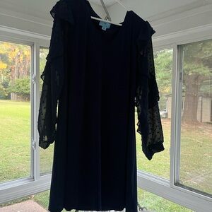 Dress, knee length, polka dot long sleeve